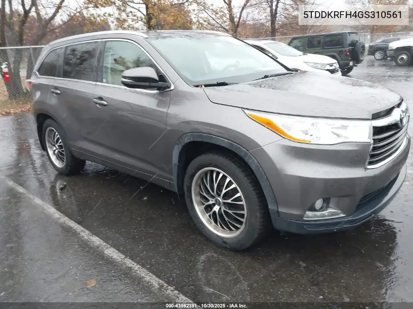 5TDDKRFH4GS310561 2016 Toyota Highlander Limited V6