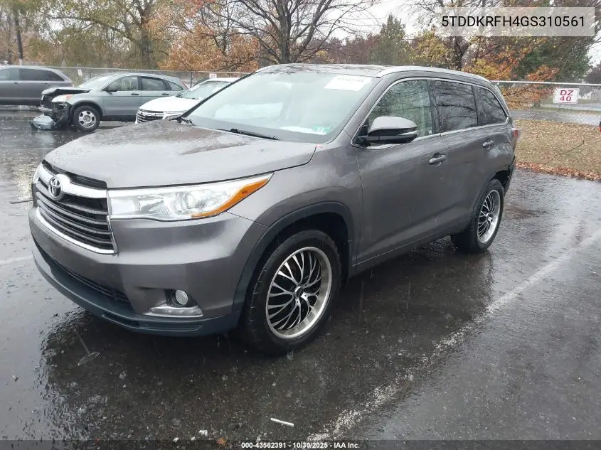 5TDDKRFH4GS310561 2016 Toyota Highlander Limited V6
