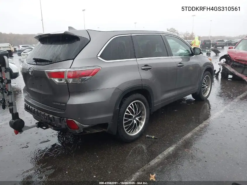 5TDDKRFH4GS310561 2016 Toyota Highlander Limited V6