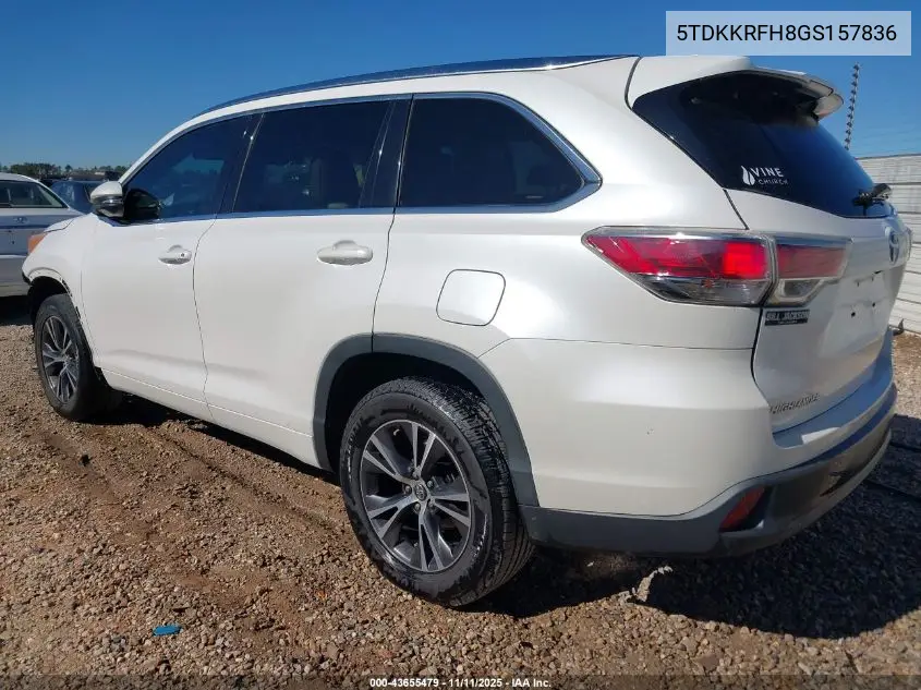 5TDKKRFH8GS157836 2016 Toyota Highlander Xle V6
