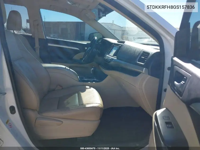 5TDKKRFH8GS157836 2016 Toyota Highlander Xle V6
