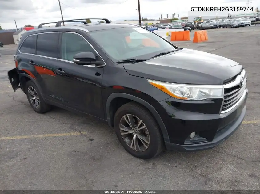 5TDKKRFH2GS159744 2016 Toyota Highlander Xle V6