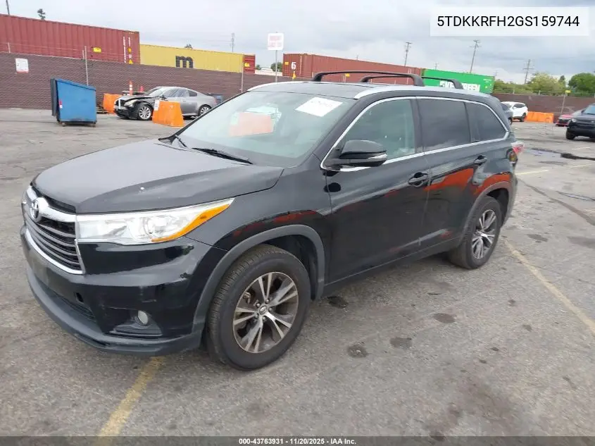 5TDKKRFH2GS159744 2016 Toyota Highlander Xle V6