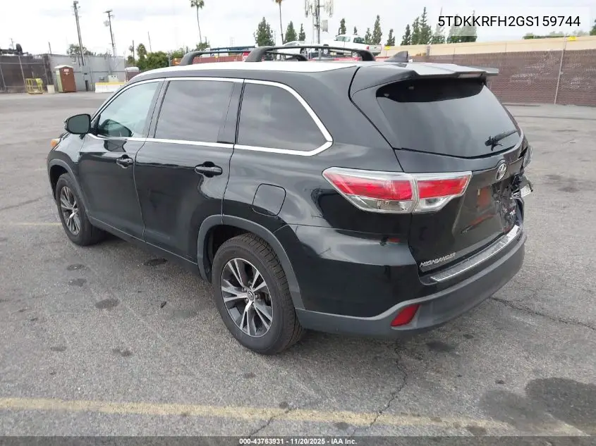 5TDKKRFH2GS159744 2016 Toyota Highlander Xle V6