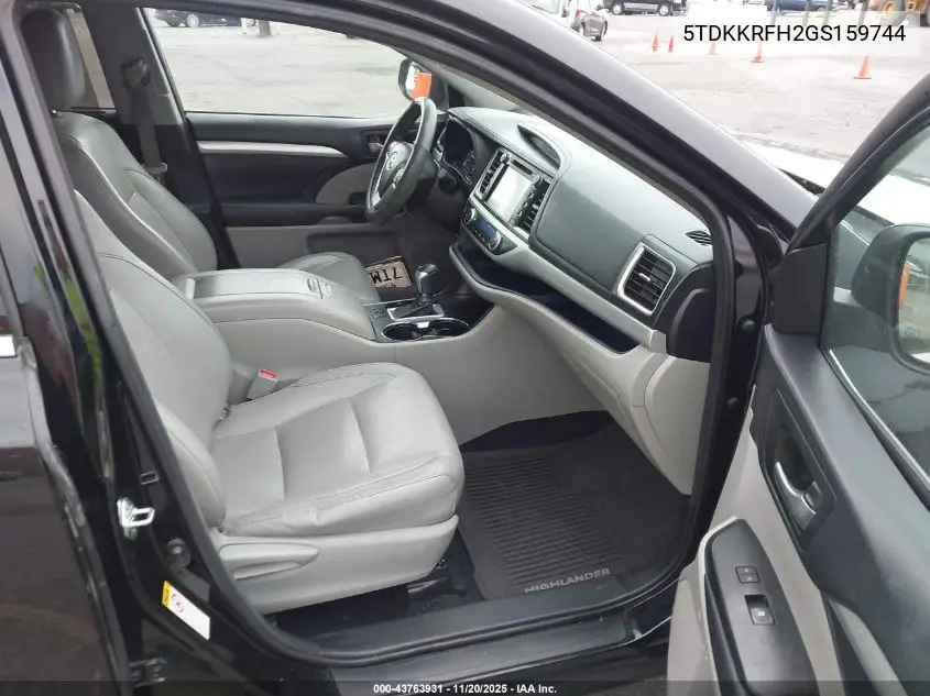 5TDKKRFH2GS159744 2016 Toyota Highlander Xle V6