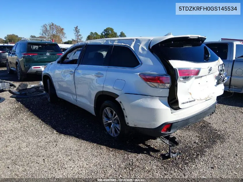 5TDZKRFH0GS145534 2016 Toyota Highlander Le Plus V6