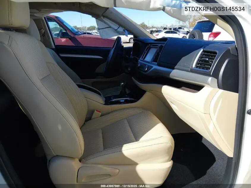 5TDZKRFH0GS145534 2016 Toyota Highlander Le Plus V6