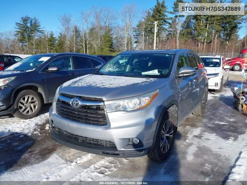 5TDJKRFH7GS342889 2016 Toyota Highlander Xle V6