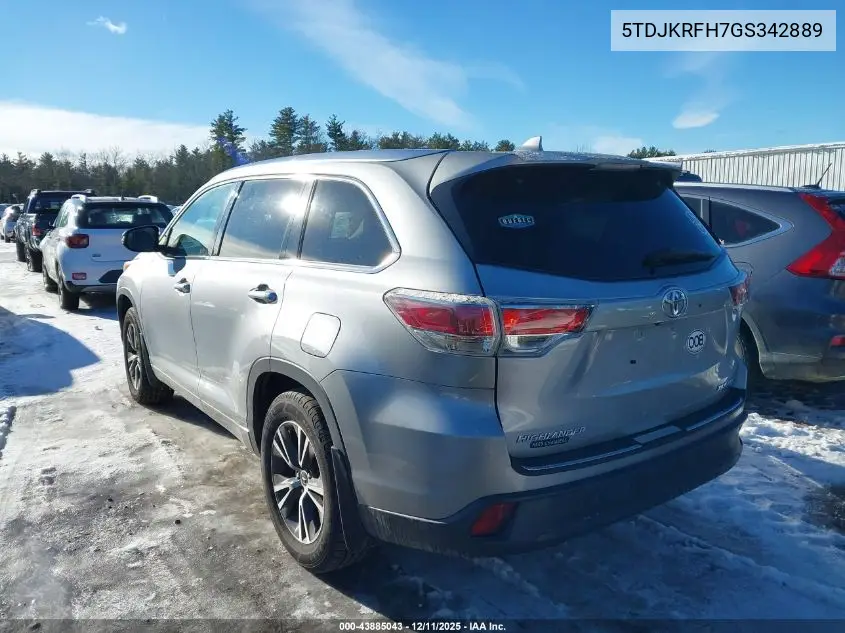 5TDJKRFH7GS342889 2016 Toyota Highlander Xle V6
