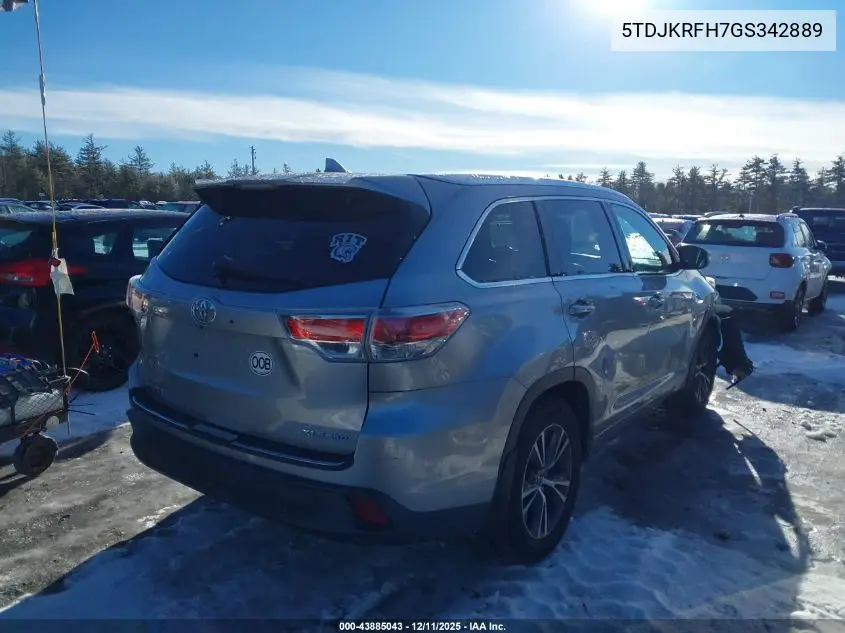 5TDJKRFH7GS342889 2016 Toyota Highlander Xle V6