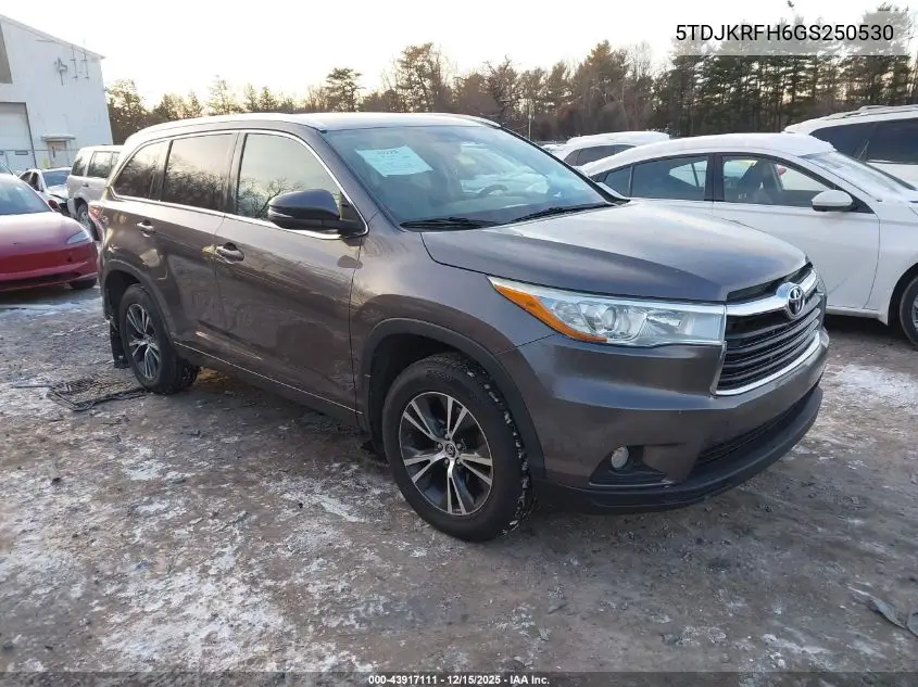 5TDJKRFH6GS250530 2016 Toyota Highlander Xle V6