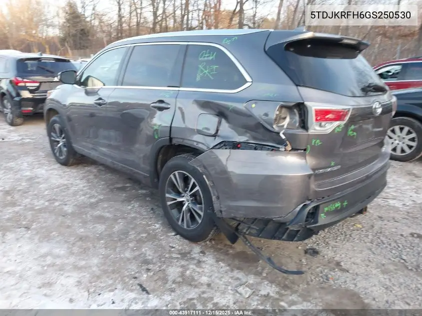 5TDJKRFH6GS250530 2016 Toyota Highlander Xle V6
