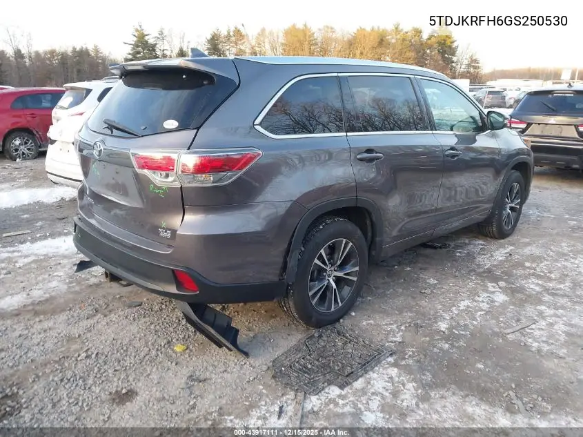 5TDJKRFH6GS250530 2016 Toyota Highlander Xle V6