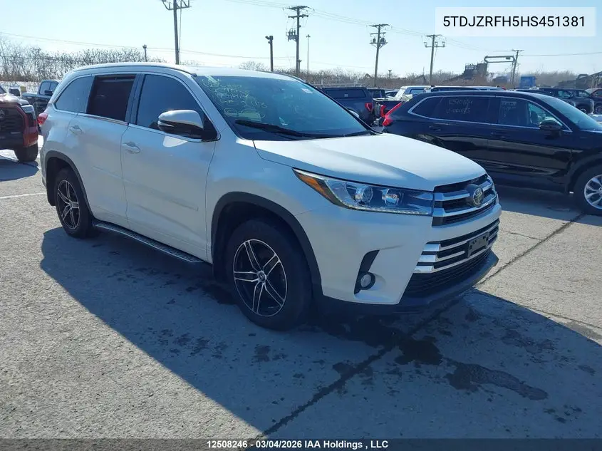5TDJZRFH5HS451381 2017 Toyota Highlander Se/Xle