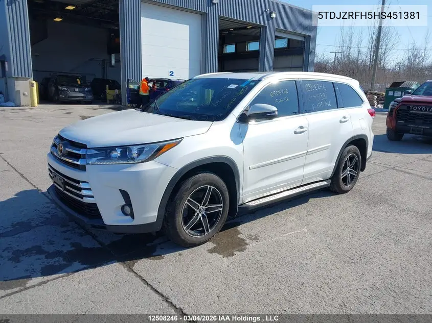 5TDJZRFH5HS451381 2017 Toyota Highlander Se/Xle