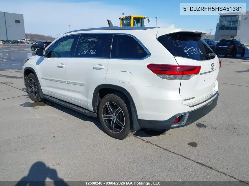 5TDJZRFH5HS451381 2017 Toyota Highlander Se/Xle
