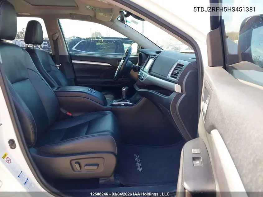 5TDJZRFH5HS451381 2017 Toyota Highlander Se/Xle