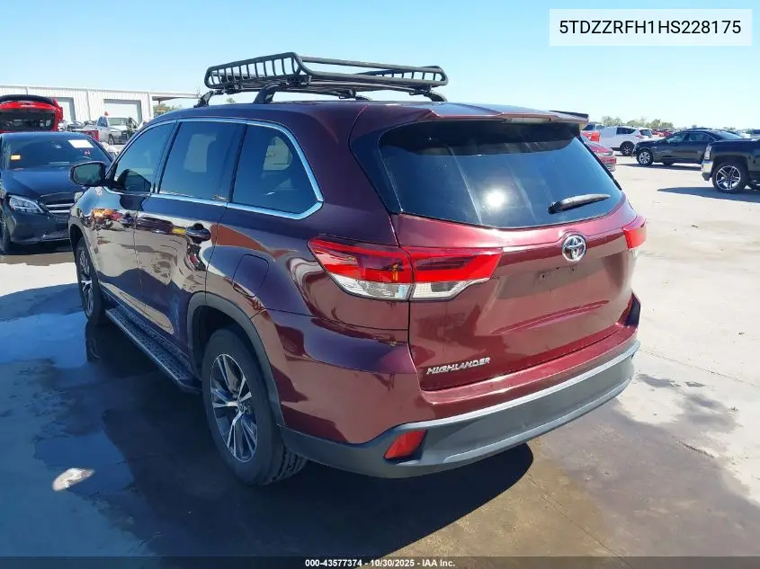 5TDZZRFH1HS228175 2017 Toyota Highlander Le