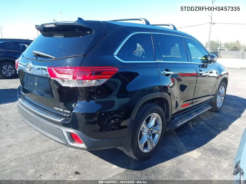 5TDDZRFHXHS457335 2017 Toyota Highlander Limited