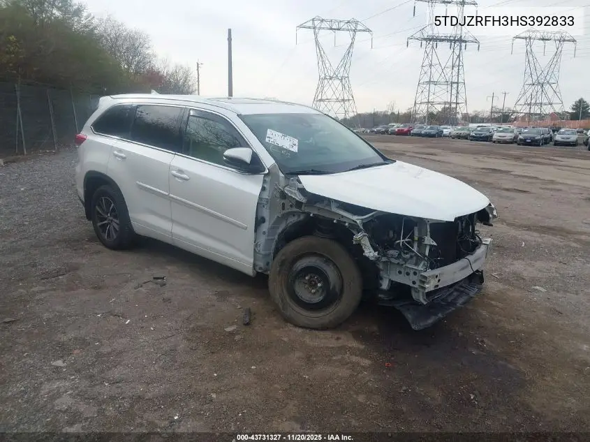 5TDJZRFH3HS392833 2017 Toyota Highlander Xle