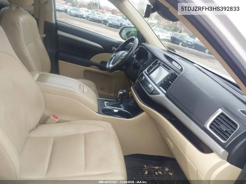 5TDJZRFH3HS392833 2017 Toyota Highlander Xle