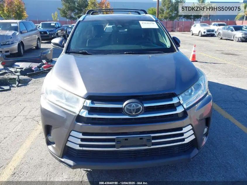 5TDKZRFH9HS509075 2017 Toyota Highlander Xle