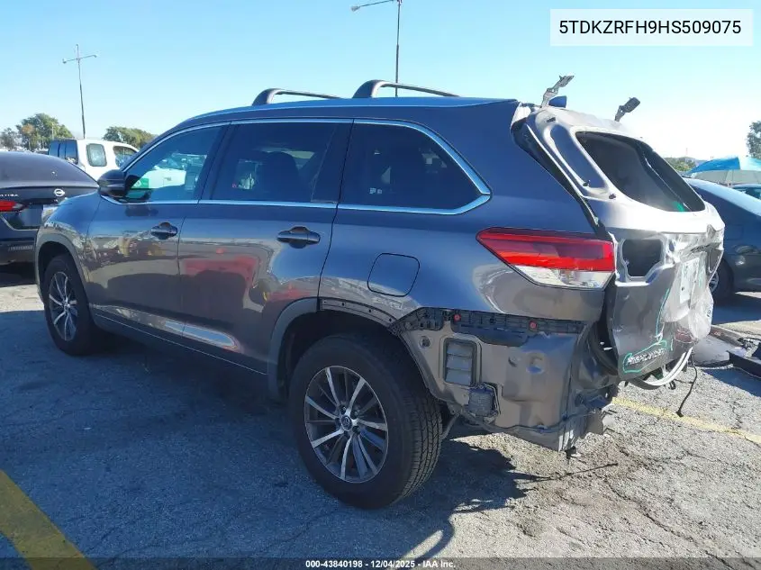 5TDKZRFH9HS509075 2017 Toyota Highlander Xle