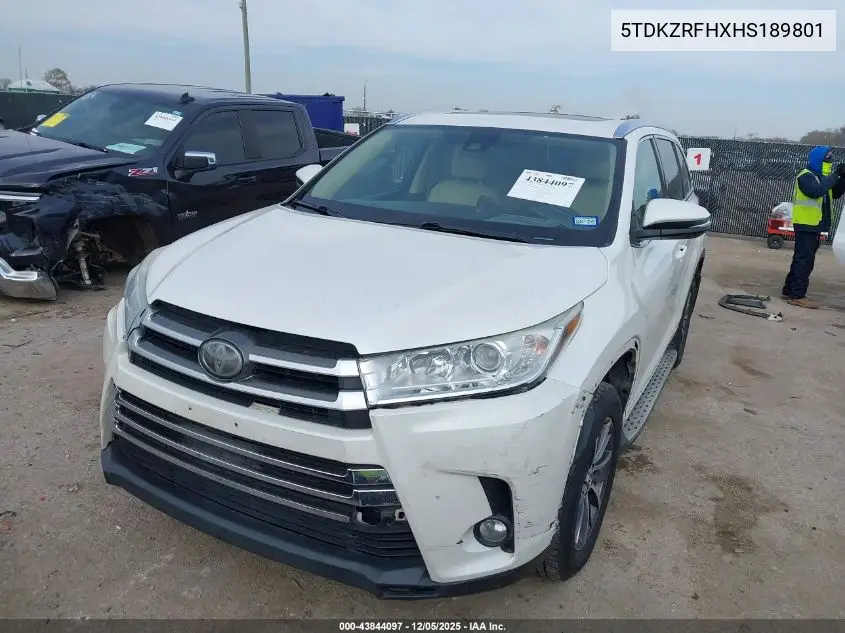 5TDKZRFHXHS189801 2017 Toyota Highlander Xle
