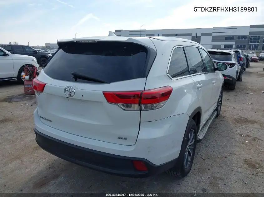 5TDKZRFHXHS189801 2017 Toyota Highlander Xle