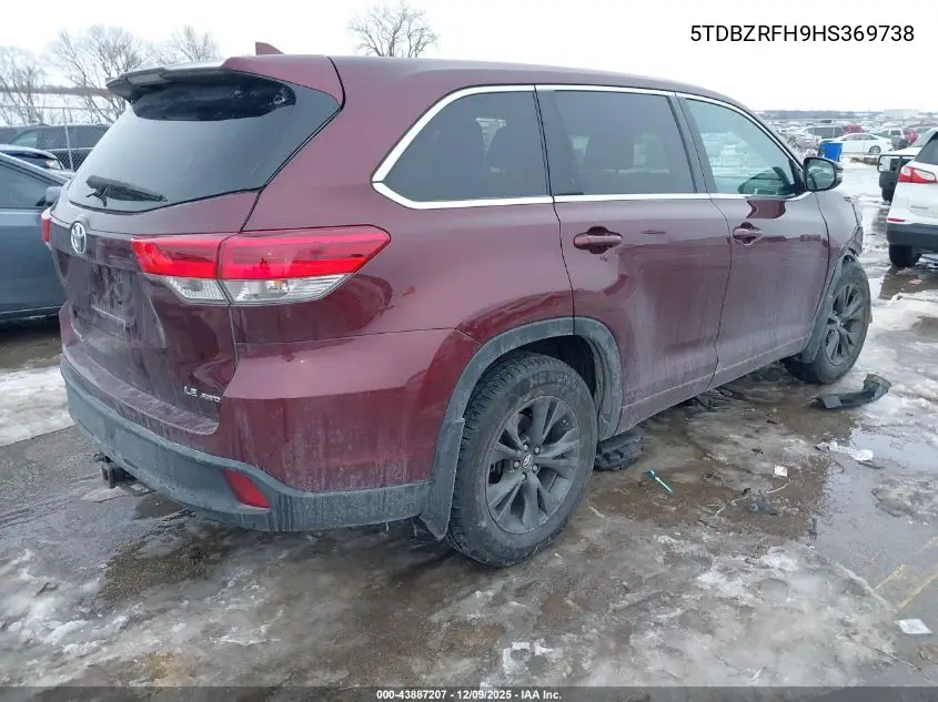 5TDBZRFH9HS369738 2017 Toyota Highlander Le Plus