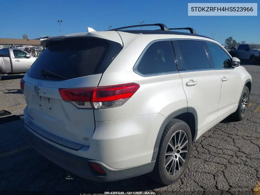 5TDKZRFH4HS523966 2017 Toyota Highlander Se