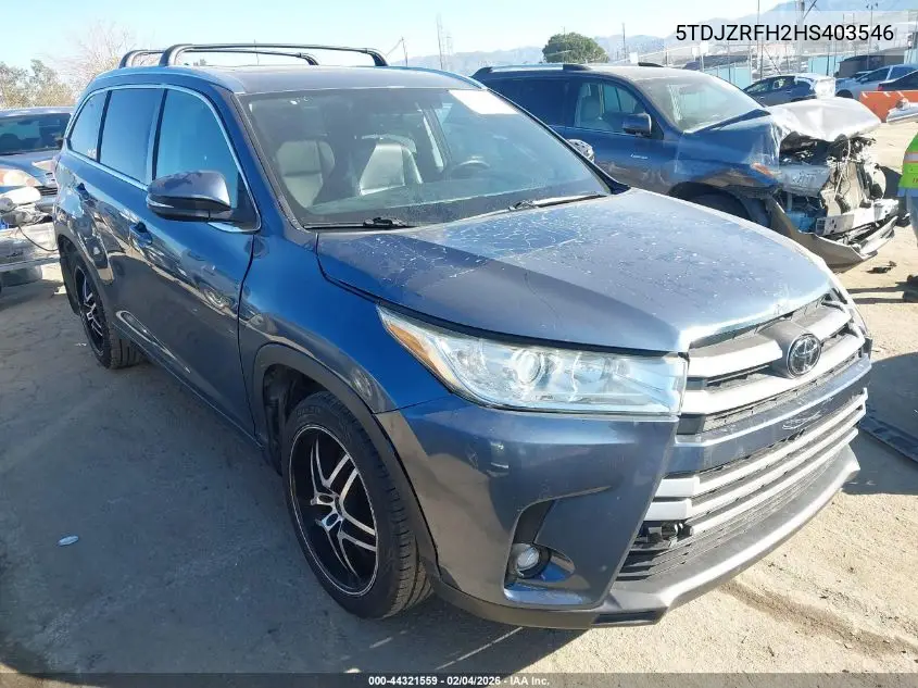 5TDJZRFH2HS403546 2017 Toyota Highlander Xle