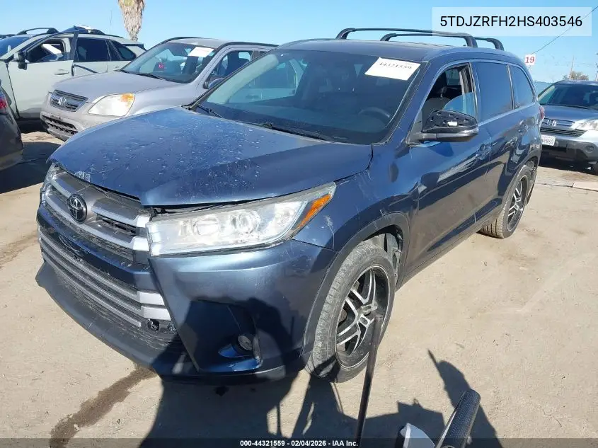 5TDJZRFH2HS403546 2017 Toyota Highlander Xle