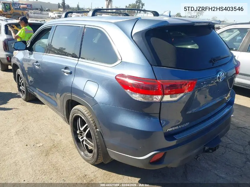 5TDJZRFH2HS403546 2017 Toyota Highlander Xle