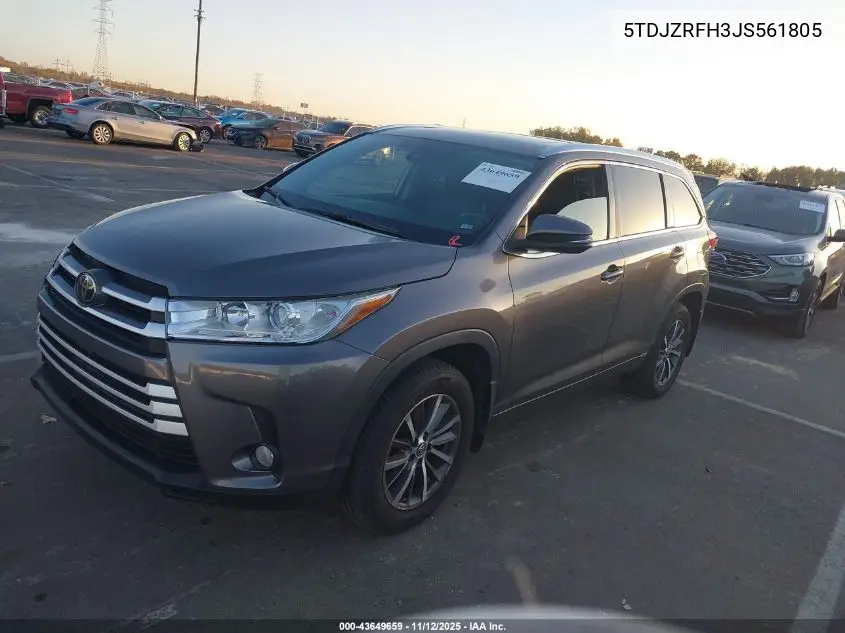 5TDJZRFH3JS561805 2018 Toyota Highlander Xle