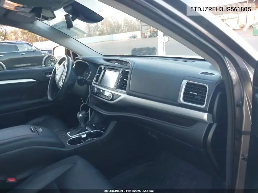5TDJZRFH3JS561805 2018 Toyota Highlander Xle