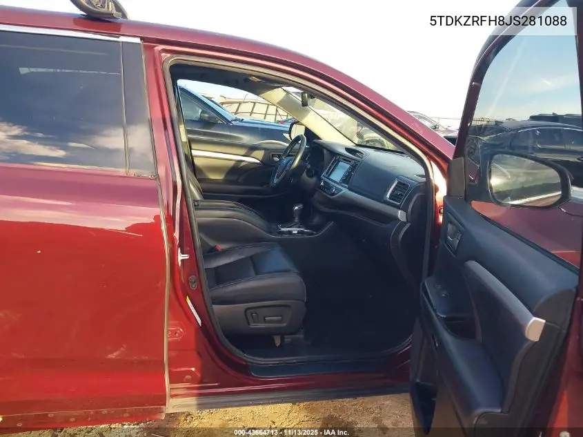 5TDKZRFH8JS281088 2018 Toyota Highlander Xle