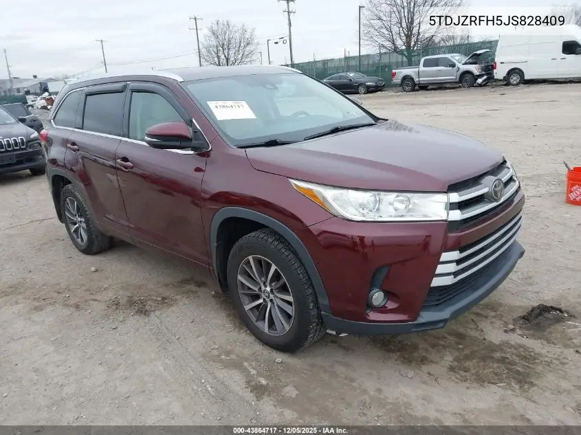 5TDJZRFH5JS828409 2018 Toyota Highlander Xle