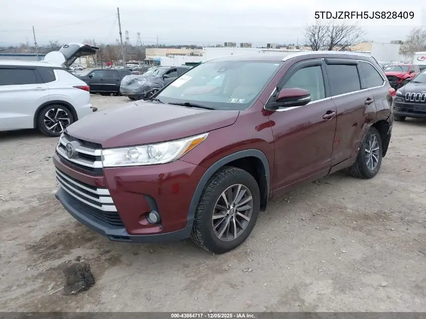 5TDJZRFH5JS828409 2018 Toyota Highlander Xle