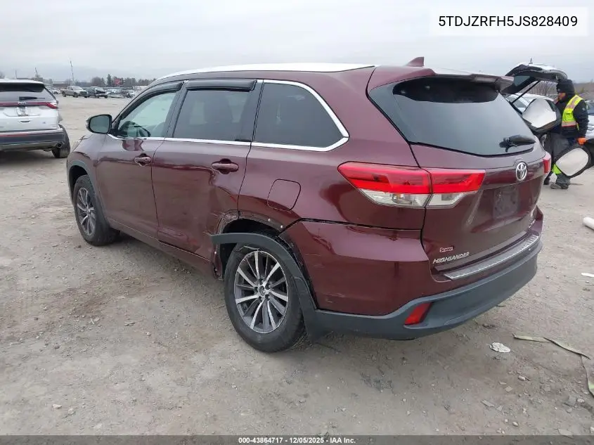 5TDJZRFH5JS828409 2018 Toyota Highlander Xle