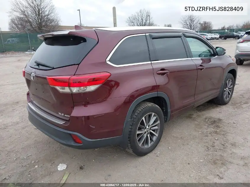 5TDJZRFH5JS828409 2018 Toyota Highlander Xle