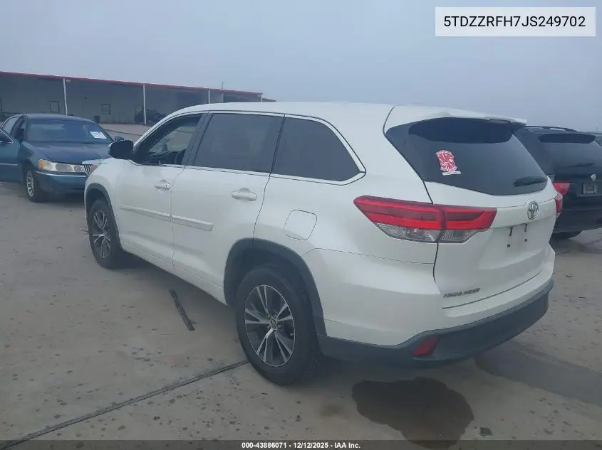 5TDZZRFH7JS249702 2018 Toyota Highlander Le