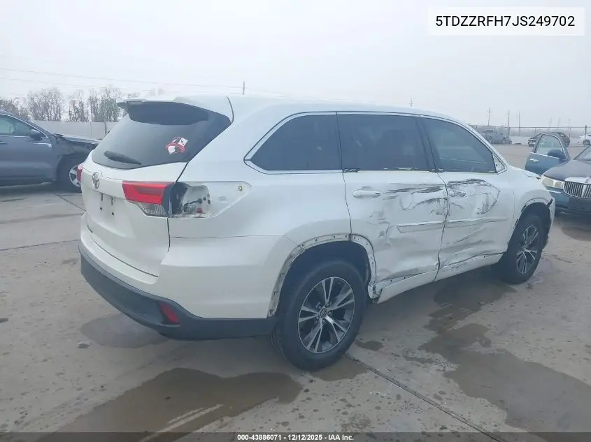 5TDZZRFH7JS249702 2018 Toyota Highlander Le