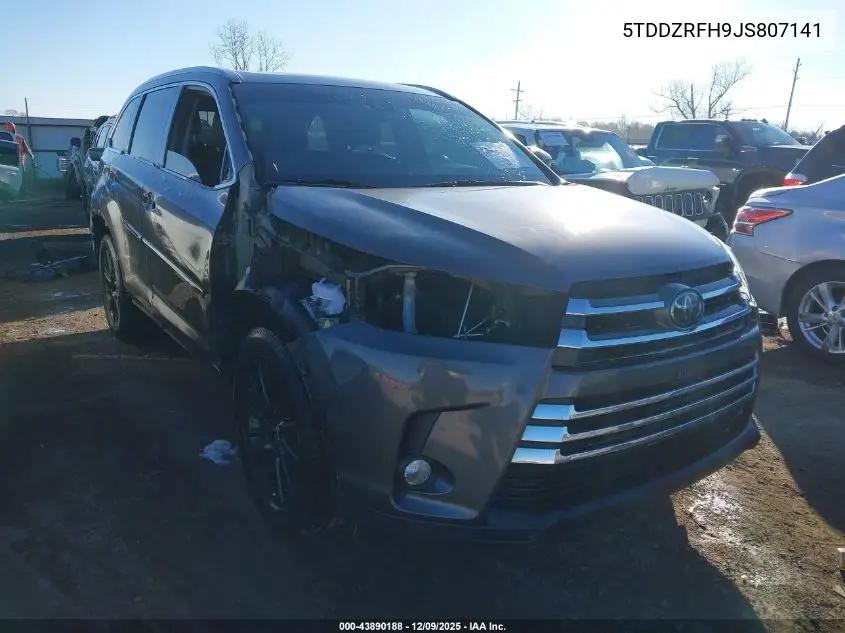 5TDDZRFH9JS807141 2018 Toyota Highlander Limited