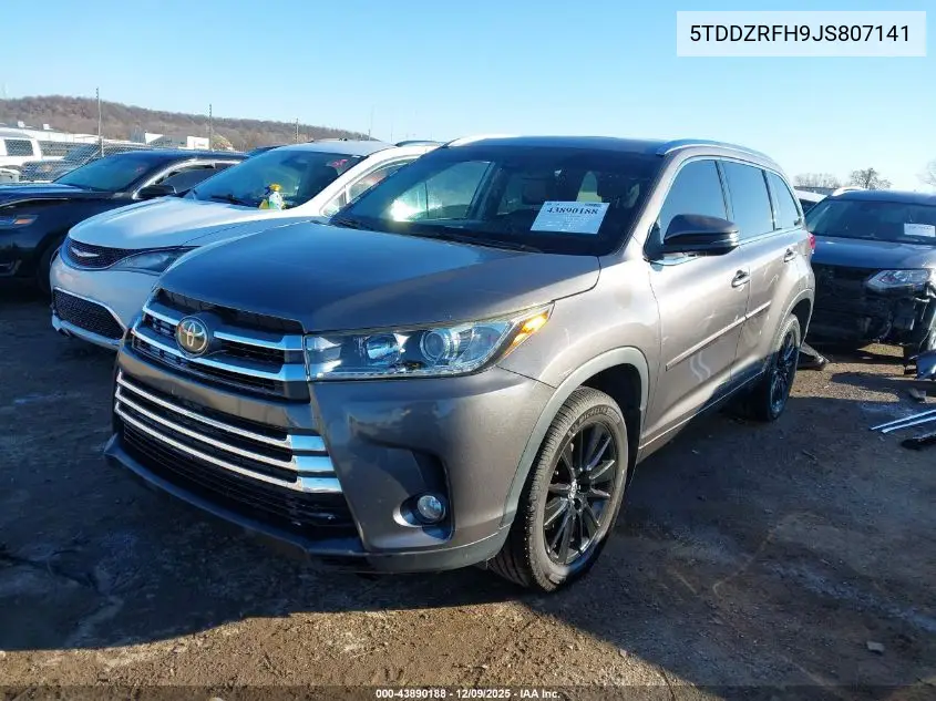 5TDDZRFH9JS807141 2018 Toyota Highlander Limited