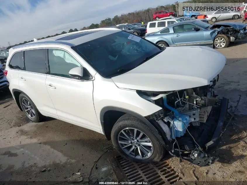 5TDJZRFH6JS545016 2018 Toyota Highlander Xle