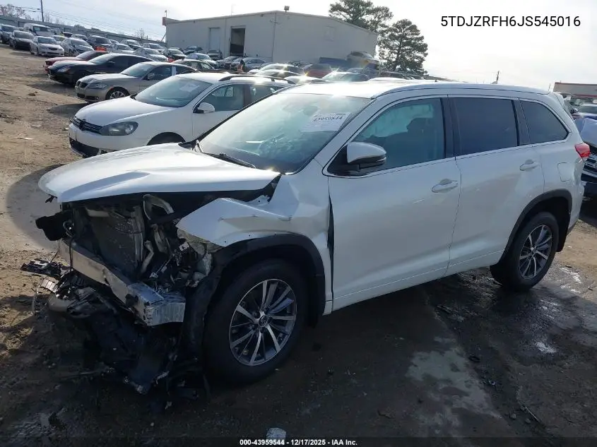 5TDJZRFH6JS545016 2018 Toyota Highlander Xle