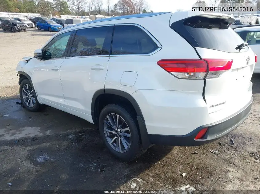 5TDJZRFH6JS545016 2018 Toyota Highlander Xle