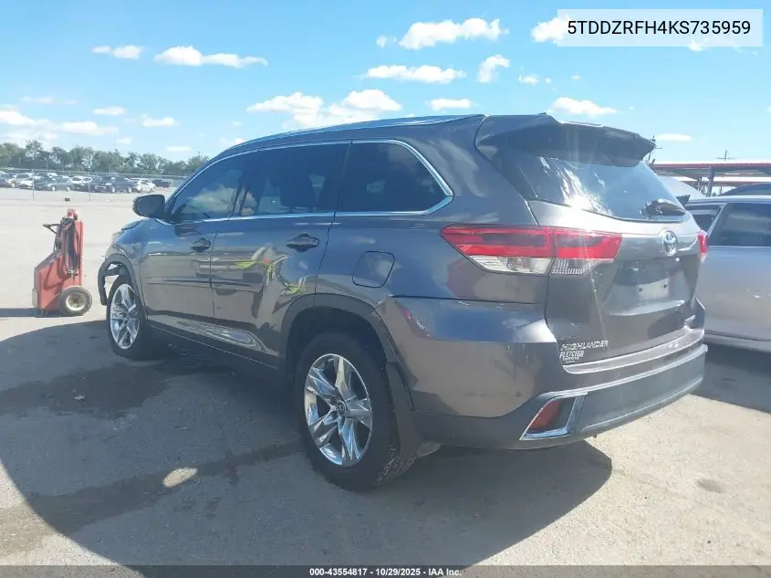 5TDDZRFH4KS735959 2019 Toyota Highlander Limited