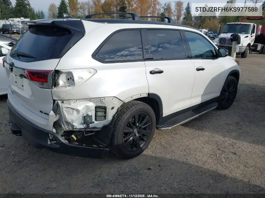 5TDJZRFH6KS977588 2019 Toyota Highlander Se